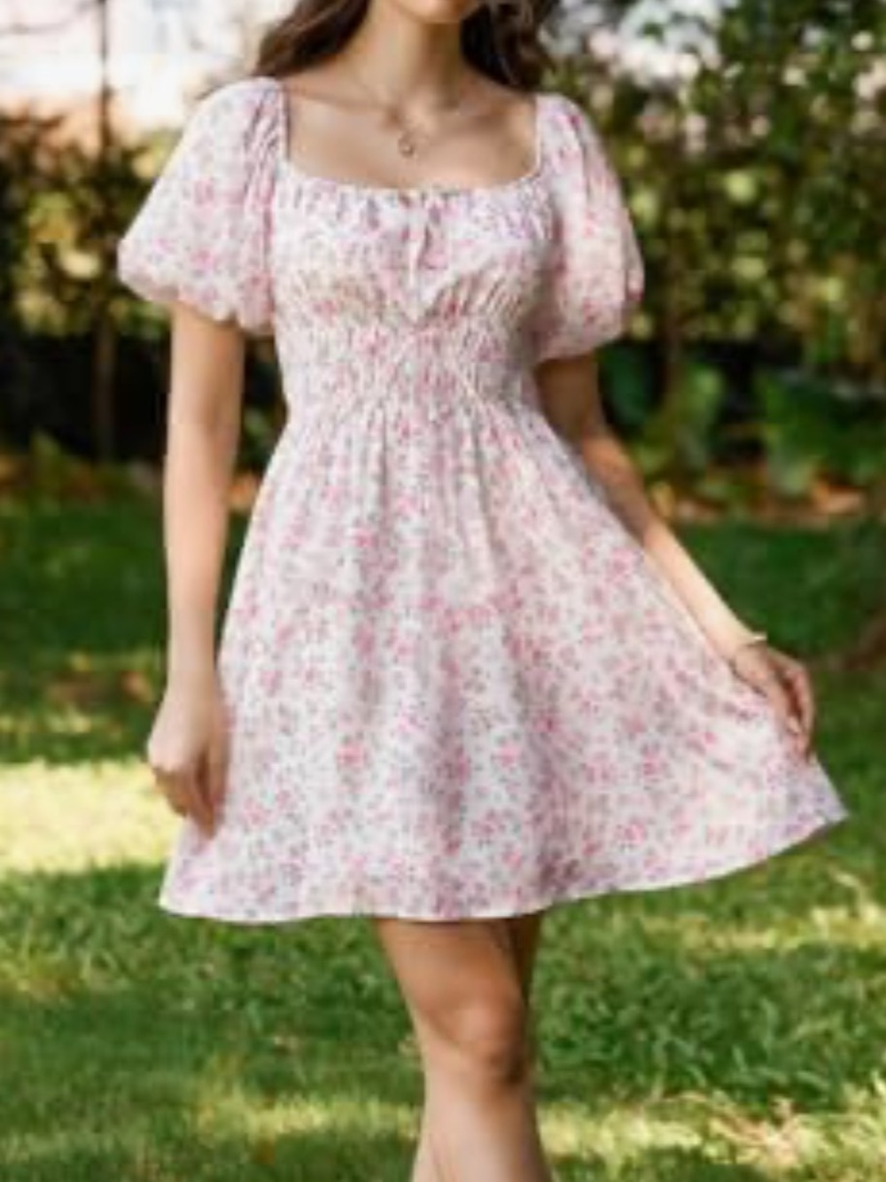 SCARLET DARKNESS Floral Dress
Puff Sleeve Elastic Waist  Mini Summer 
S